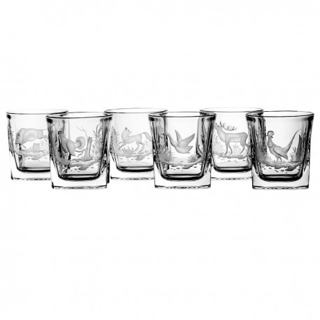 Szklanki kryształowe do whisky - 6szt - myśliwskie